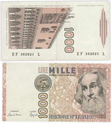 купить Италия 1000 лир 1982 года (Pick 109b)