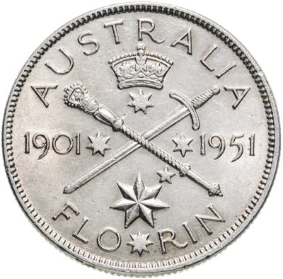 купить Австралия 1 флорин 1951 "50-летие Австралийского Союза"