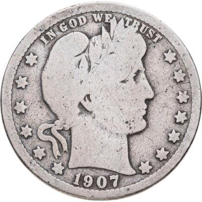 купить США 25 центов (квотер, 1/4 доллара, quarter dollar) 1907 Barber Quarter Без отметки монетного двора