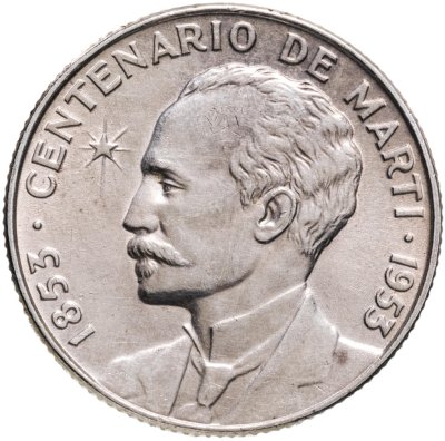 купить Куба 25 сентаво (centavos) 1953 год 100 лет со дня рождения Хосе Марти