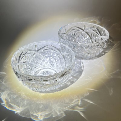 купить Две розетки с резным геометрическим декором, хрусталь, алмазная грань, СССР, 1970-1990 гг.