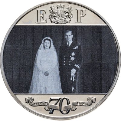 купить Гибралтар 1 крона 2017 70 лет свадьбе Королевы Елизаветы II и Принца Филипа