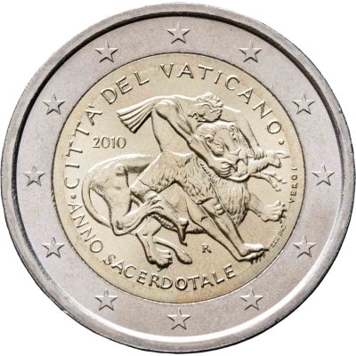 купить Ватикан 2 евро 2010 "Год священников", в буклете