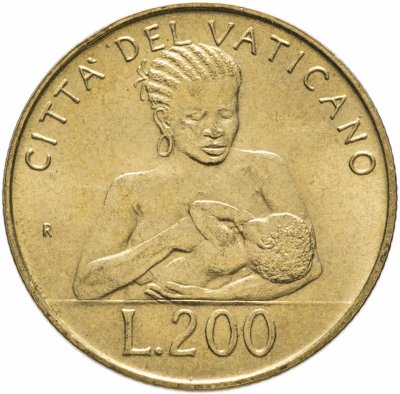 Купить Ватикан 200 лир (lire) 1992