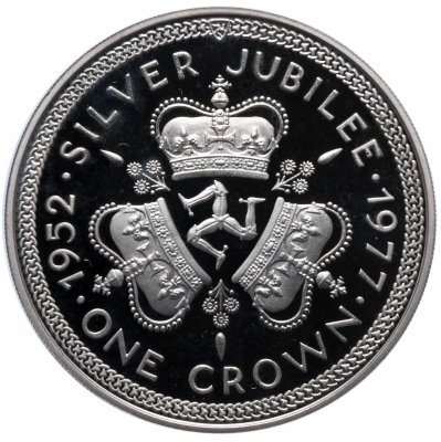 купить Остров Мэн 1 крона 1977 "25 лет правления Королевы Елизаветы II (герб)"