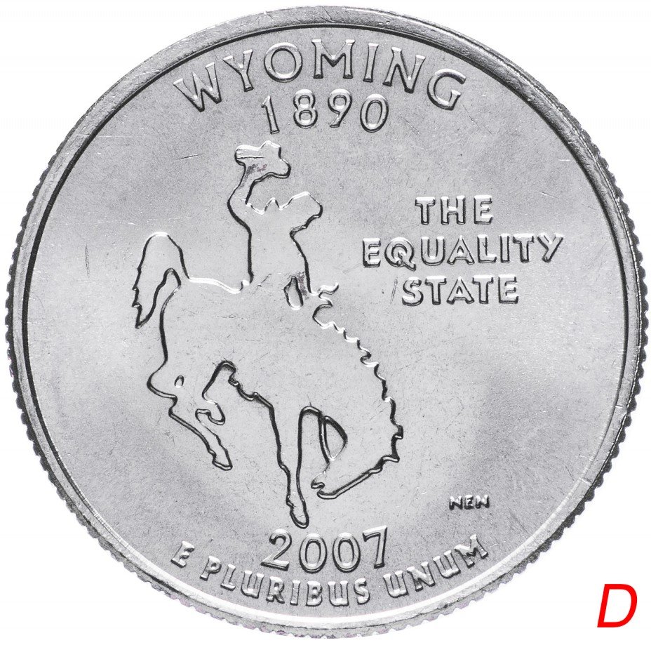 купить США 1/4 доллара (квотер, 25 центов) 2007 D "Штат Вайоминг"