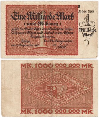 купить Германия, Нотгельд, Эссен 1000000000 марок 1923