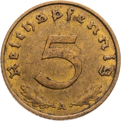 купить Германия (Третий рейх) 5 рейхспфеннигов (reichspfennig) 1937, Знак монетного двора "A"