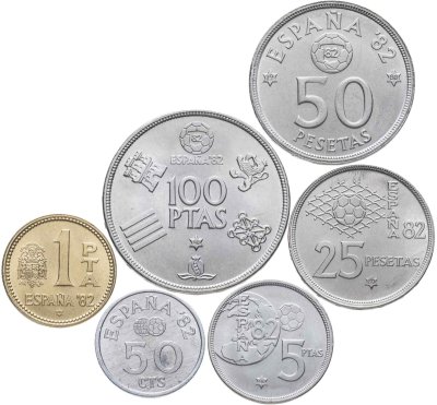 купить Испания набор монет 1980 "Чемпионат мира по футболу 1982" (6 монет)