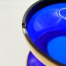 Купить Ваза синего цвета оригинальной формы с растительным декором, цветное стекло, роспись, золочение, Чехословакия, 1960-1990 гг.