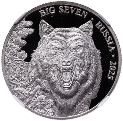 купить Камерун 500 франков CFA 2025 СПМД "Волк. Охота. Трофеи охотников", в слабе ННР PROOF 70