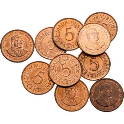 купить Маврикий набор монет 5 центов 1990-2012 (10 штук)