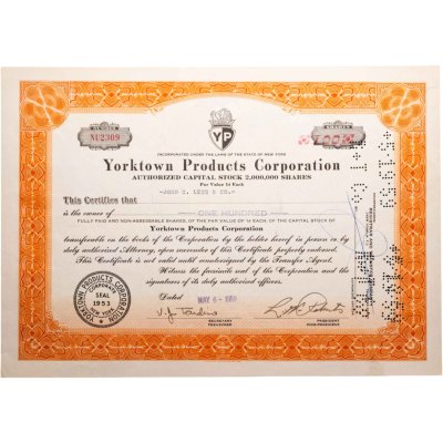 купить США акции "Yorktown Products Corporation" 1959
