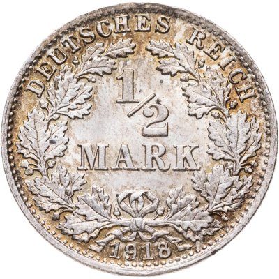 купить Германия 1/2 марки (mark) 1918, знак монетного двора: "D" - Мюнхен
