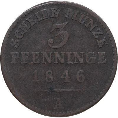 купить Германия, Пруссия 3 пфеннинга 1846