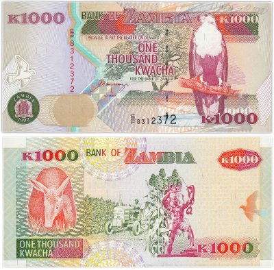 купить Замбия 1000 квача 1992