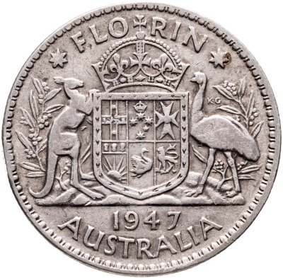 купить Австралия 1 флорин (2 шиллинга, florin) 1947 [серебро 500 пробы 11.31 грамм]