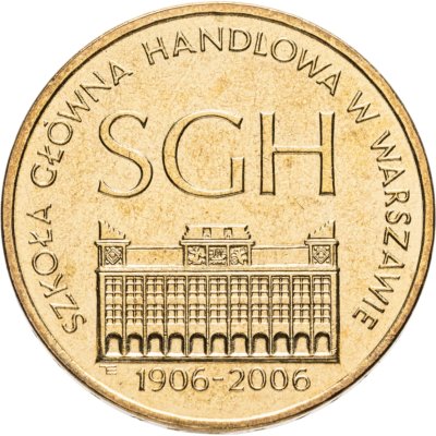 купить Польша 2 злотых 2006 "100-летие Варшавской школы экономики"