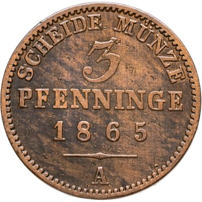 купить Германия, Пруссия 3 пфеннинга 1865 А