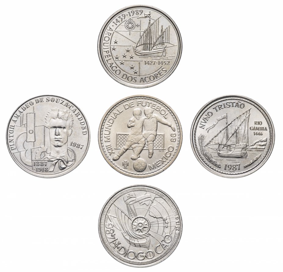 купить Португалия набор из 5 памятных монет 100 эскудо (escudos) 1986-1989