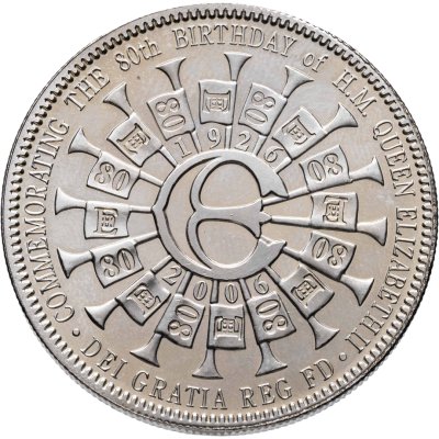 купить Тристан-да-Кунья 5 фунтов (pounds) 2006 "80 лет со дня рождения Королевы Елизаветы II - монограмма"