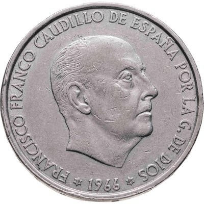 купить Испания 100 песет (pesetas) 1966 ("1966" внутри звезд)