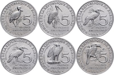 купить Бурунди, набор 6-ти монет 2014 года "Птицы"