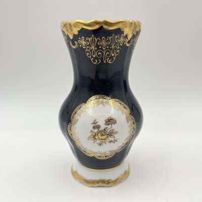купить Ваза для небольшого букета кобальтового цвета с цветочным декором, фарфор, крытье, золочение, Weimar Porzellan (Веймарский фарфор), ГДР, 1949-1980 гг.