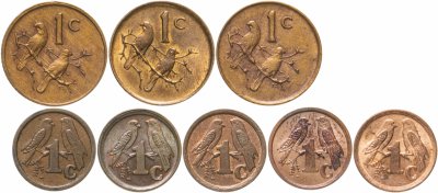 купить ЮАР набор из 8 монет 1 цент (cent) 1981-1995
