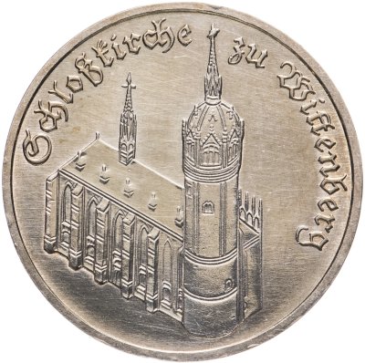 купить Германия (ГДР) 5 марок 1983 "Замковая церковь в Виттенберге"