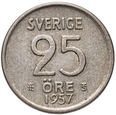 купить Швеция 25 эре (ore) 1957
