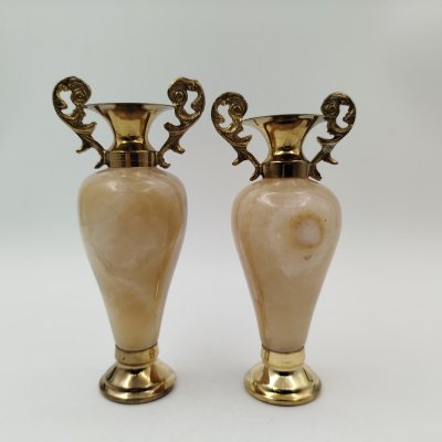 купить Вазы парные миниатюрные, натуральный камень, оникс, металл, Азия, 1990-2010 гг.