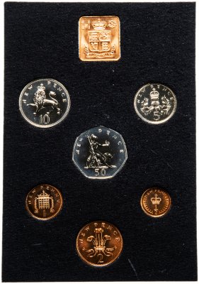 Купить Великобритания набор монет 1971 (6 монет + жетон в футляре)