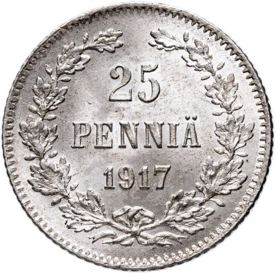 купить 25 пенни (pennia) 1917 S гербовый орел без короны Российская Финляндия