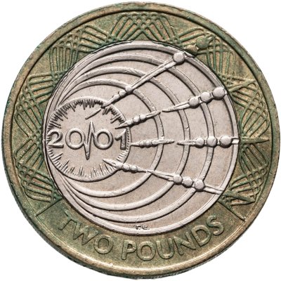 купить Великобритания 2 фунта (pounds) 2001 "Столетие трансатлантическому радио"