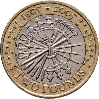 купить Великобритания 2 фунта (pounds) 2005 "400 лет "Пороховому заговору"