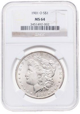 купить США 1 доллар (dollar) 1901 Доллар Моргана, знак монетного двора: "O" - Новый Орлеан в слабе NGC MS64