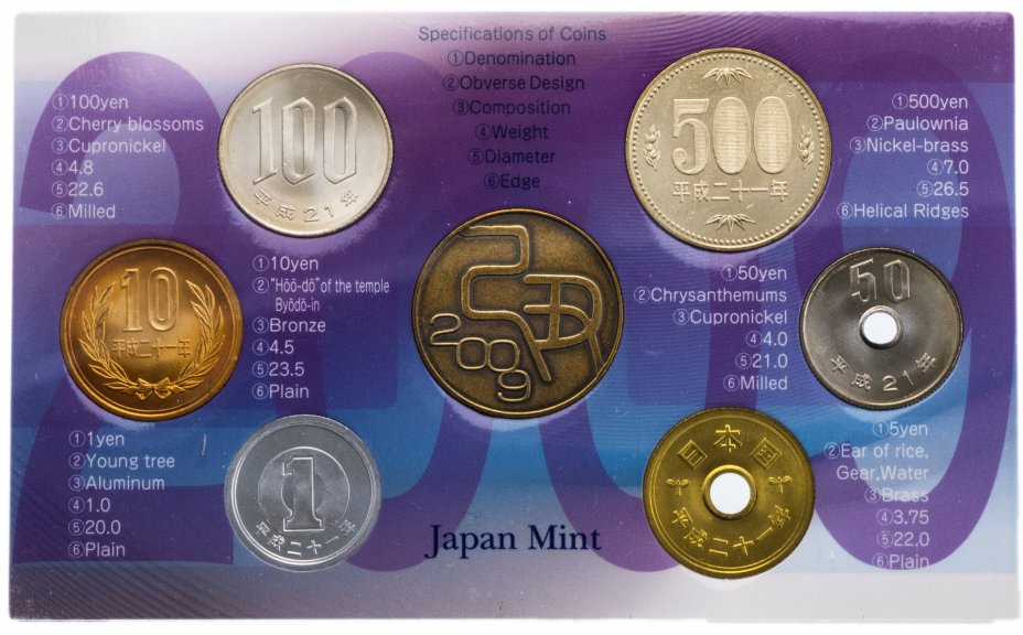 купить Япония Годовой набор монет 2009 (6 монет + жетон)