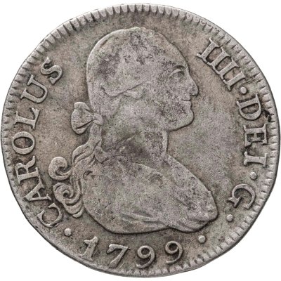 купить Испания 2 реала 1799 Король Карл IV, знак монетного двора "M" - Мадрид