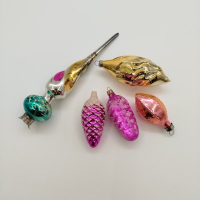 купить Набор из пяти ёлочных игрушек, стекло, металл, СССР, 1960-1980 гг.