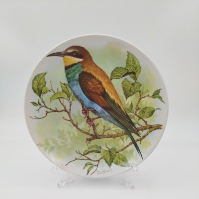 купить Тарелка декоративная настенная "Золотистая щурка", фарфор, деколь, Дмитровский фарфоровый завод (ДФЗ Вербилки), СССР, 1965-1991 гг.