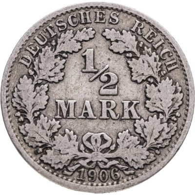 купить Германия 1/2 марки 1906, знак монетного двора: "A" - Берлин