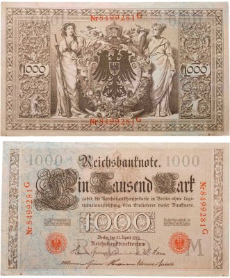 купить Германия 1000 марок 1910 красная печать