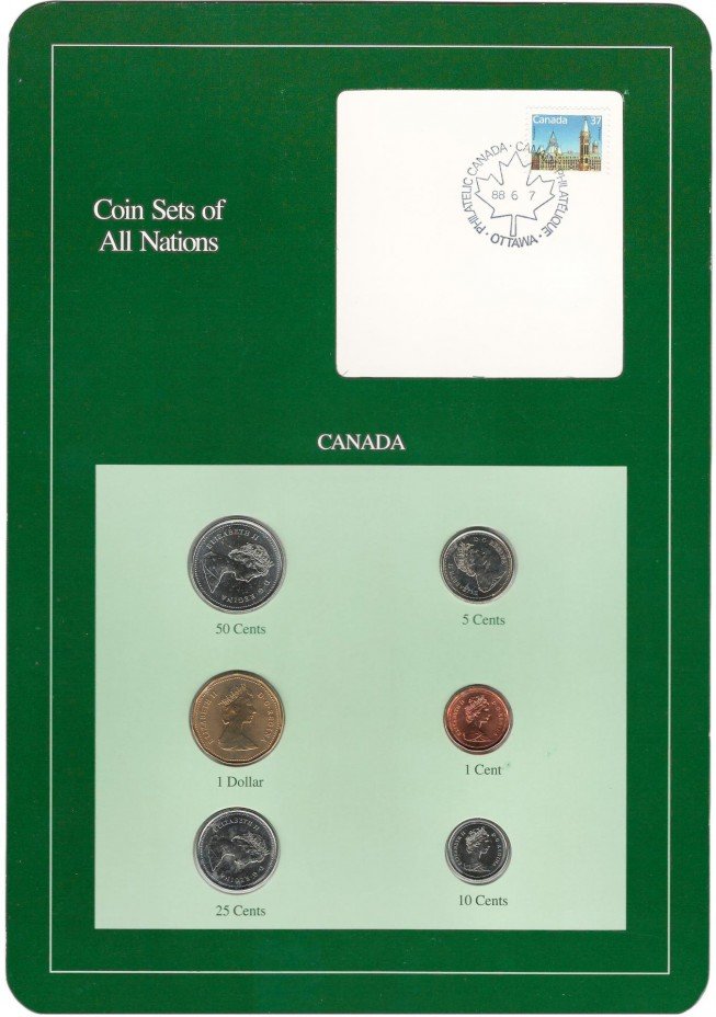 купить Серия "Наборы монет всех стран мира" - Канада (набор из 6 монет и 1 марки в буклете)