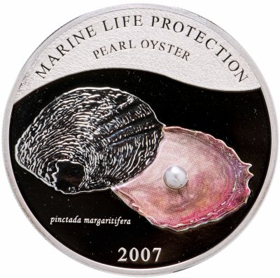 купить Палау 5 долларов 2007 Proof "Морской жемчуг. Серая жемчужина. Ракушка - oyster" в футляре с сертификатом