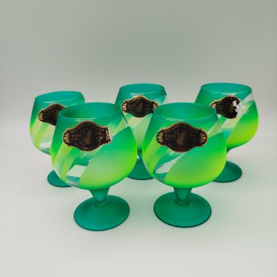 купить Набор бокалов зеленого цвета на 5 персон, стекло, матовое, Гусевской хрустальный завод (Гусь-Хрустальный), Российская Федерация, 1990-2010 гг.