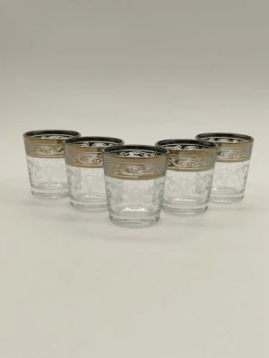 купить Набор из 5-ти стопок с растительным орнаментом на ободках, стекло, Гусевской хрустальный завод (Гусь-Хрустальный), Россия, 2000-2010 гг.