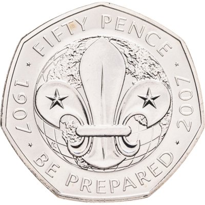 купить Великобритания 50 пенсов 2007 "100 лет со дня основания Скаутского движения"