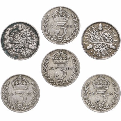 купить Великобритания набор из 6 монет 3 пенса 1920-1931