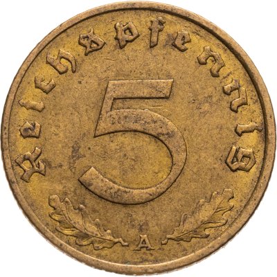 купить Германия (Третий рейх) 5 рейхспфеннигов (reichspfennig) 1937, Знак монетного двора "A"